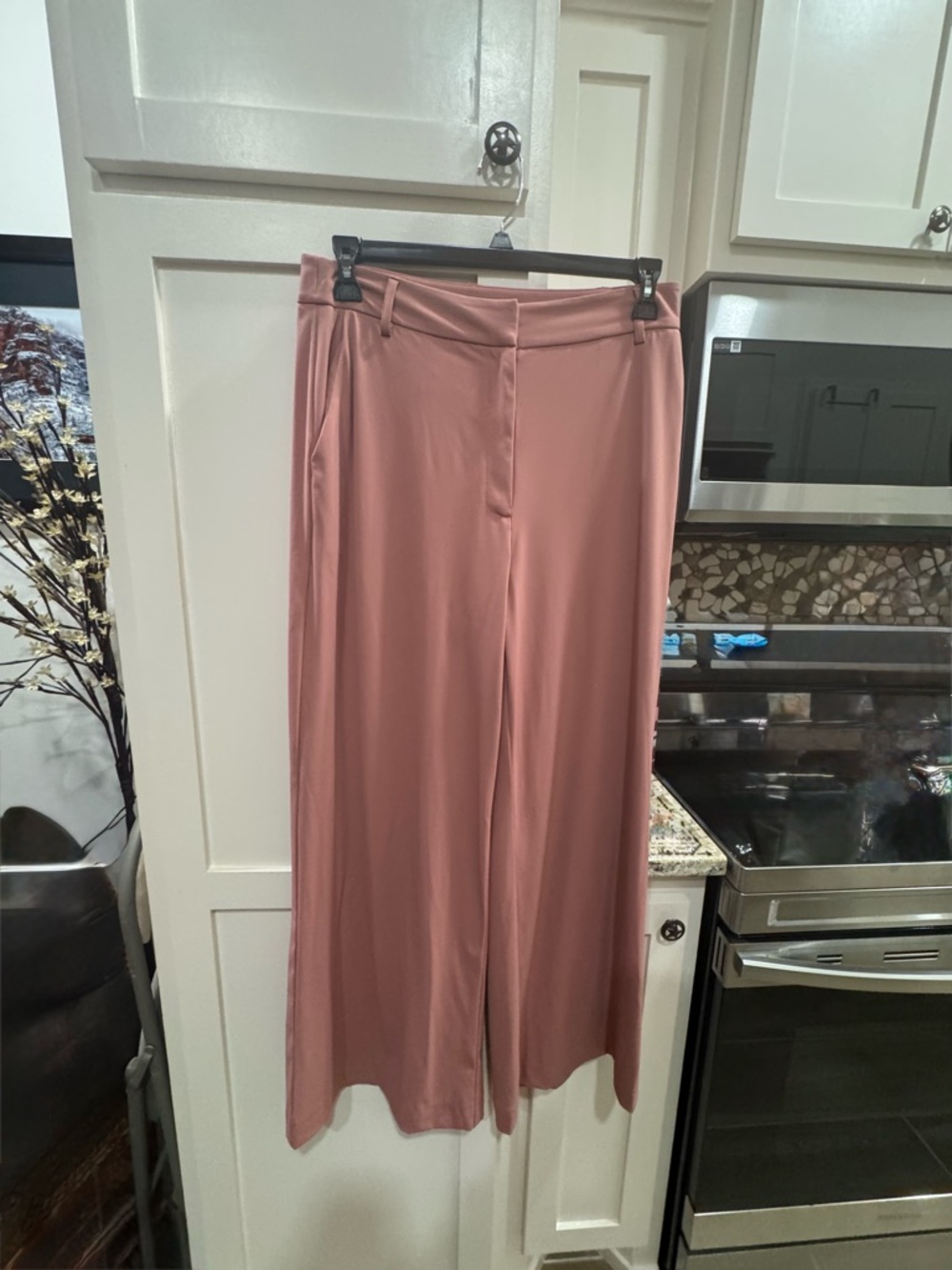 Alex Marie Satin Boot-Cut Pants in Dusty Rose